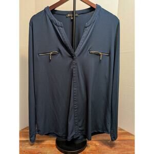Inc navy blue Long sleeve blouse